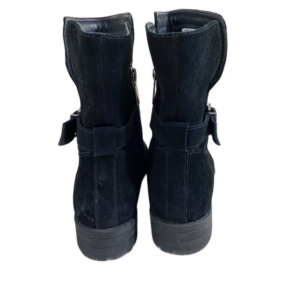 Blondo Black Suede Moto Boots Sz 9.5 Side Zip Waterproof Fleece Lined Round Toe - Picture 4 of 12